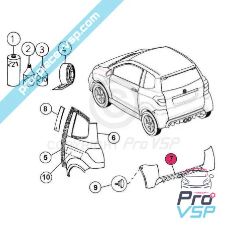 Abs plástico adaptável para o pára-choques traseiro para Aixam GTO (Gama Impulsion )