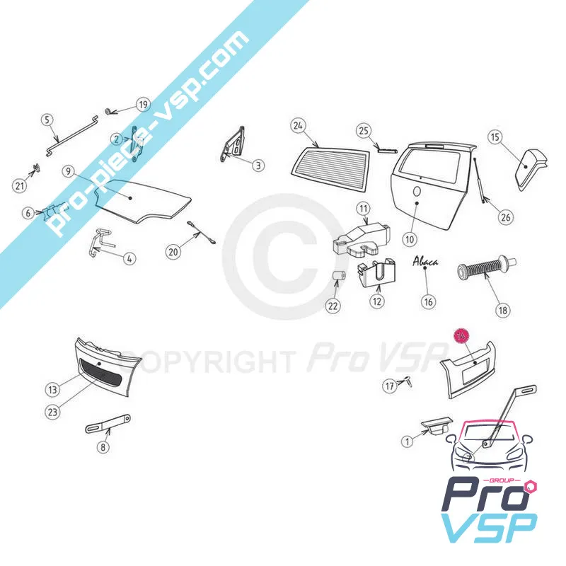 Pare choc arrière adaptable en ABS pour Jdm Abaca
