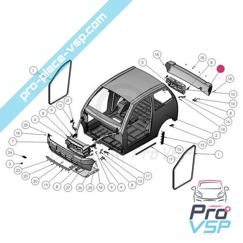 Rear bumper adaptable plastic ABS for Ligier Xtoo 2