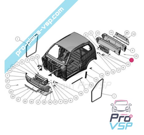 Rear bumper adaptable ABS plastic for for Ligier Xtoo Max O Dr.