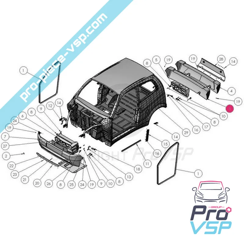 Rear bumper adaptable ABS plastic for for Ligier Xtoo Max Dr.