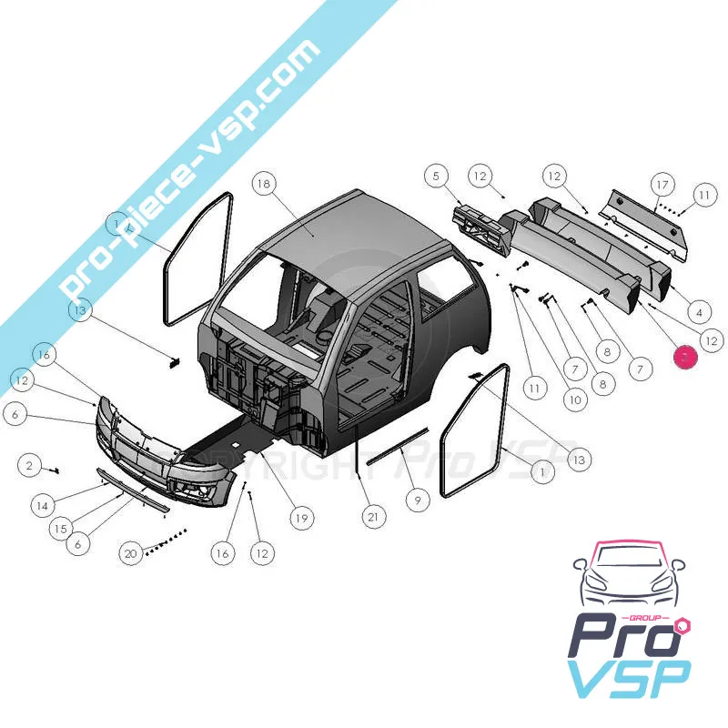 Pare choc arrière adaptable en plastique abs pour Ligier Xtoo S