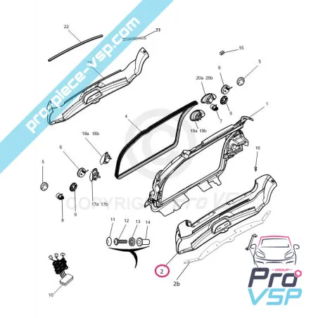 Parete anteriore adattabile in plastica ABS per Microcar M8