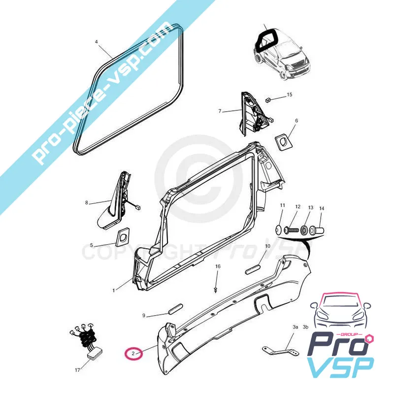 Pare choc arrière adaptable en plastique ABS pour Microcar Mgo 1