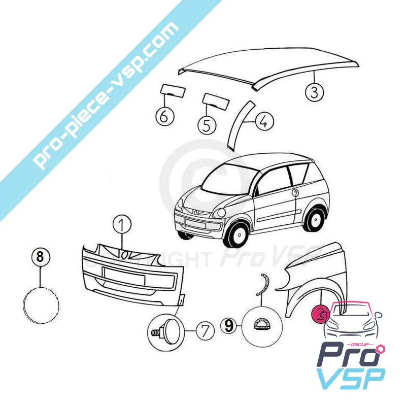 Ala delantera izquierda adaptable en ABS para Aixam A721 A741 A751 Scouty Crossline