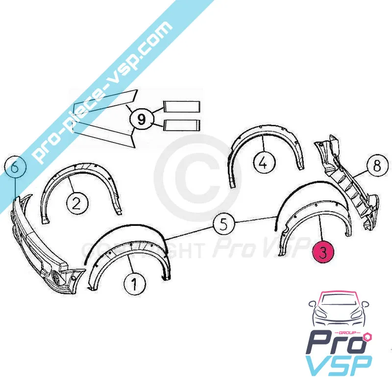 Extensión trasera izquierda adaptable en plástico ABS para Aixam City Deporte Scouty R