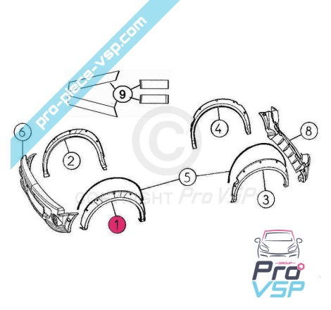 Front left wing extension adaptable ABS plastic for Aixam City Esporte Scouty O Dr.