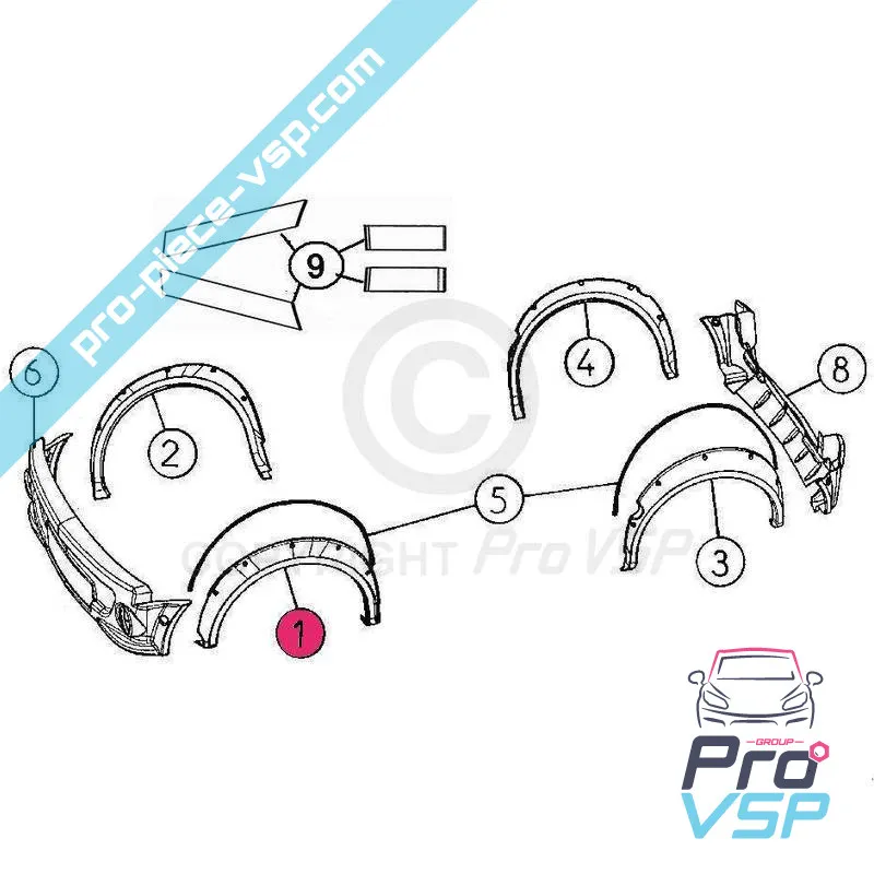 Front left wing extension adaptable ABS plastic for Aixam City SPORT Scouty Dr.