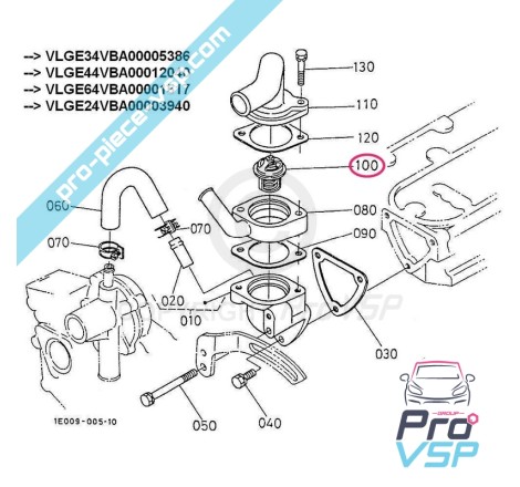 Thermostat adaptable pour moteur kubota diamètre 38