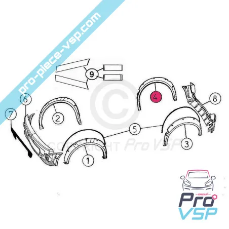 Right rear wing extension for aixam a721 a741 sport city scouty Dr.