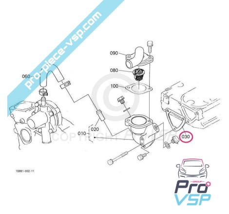 Joint de bride de thermostat pour moteur kubota