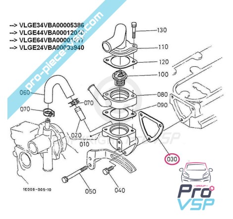 Joint de bride de thermostat pour moteur kubota