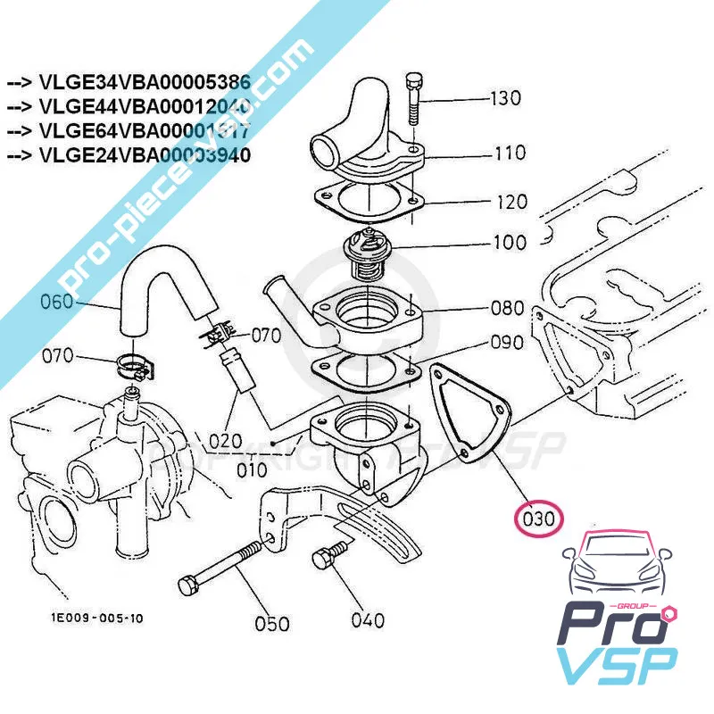 Joint de bride de thermostat pour moteur kubota