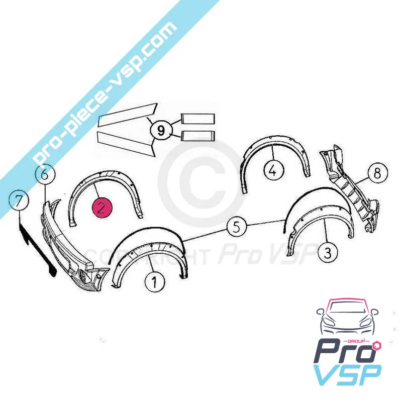 Estensione dell'ala anteriore ABB in plastica adattabile a destra per Aixam