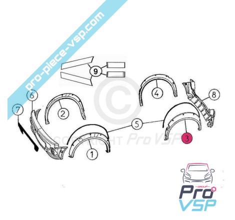 Plástico ABS adaptável da extensão da asa traseira para Aixam a721 a741 esporte city s scouty O Dr.