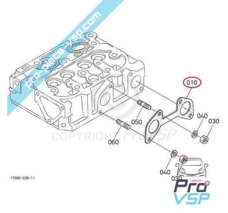 Joint de collecteur d'échappement pour moteur kubota