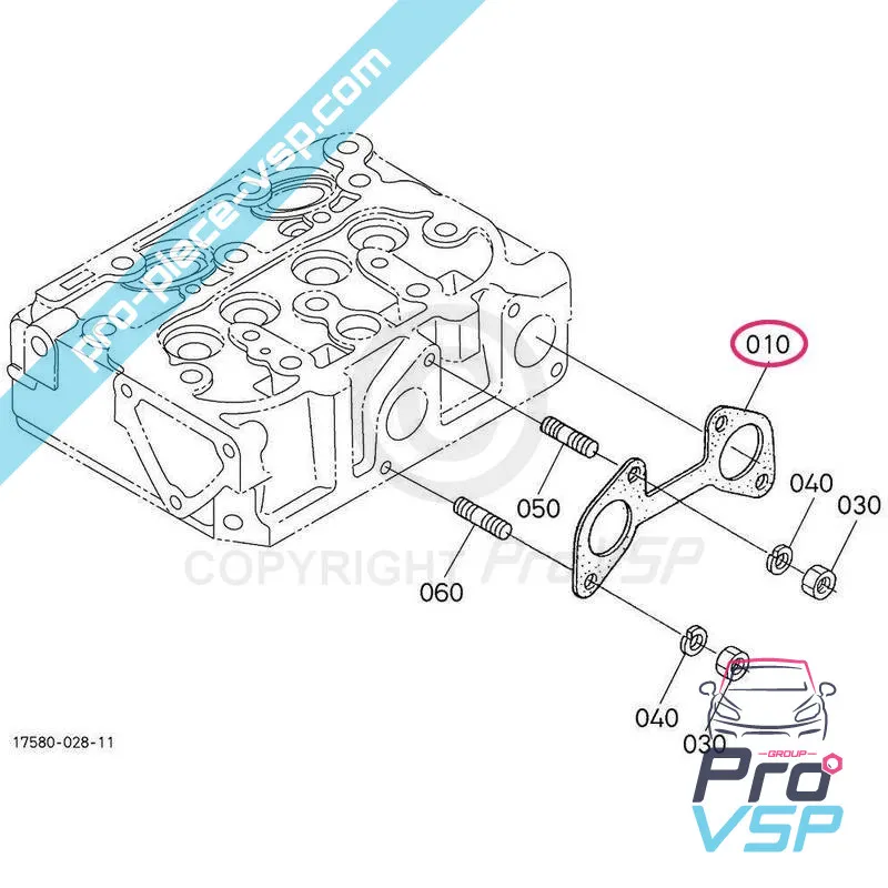 Joint de collecteur d'échappement pour moteur kubota