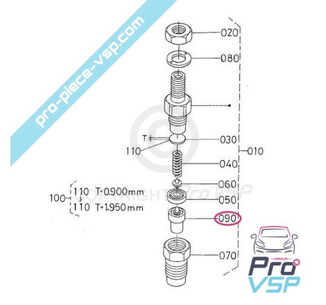 Nez d'injecteur origine pour moteur kubota Z402 Z482 Z602