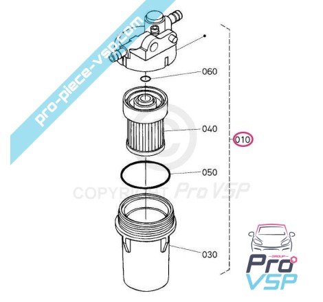 Filtre à gasoil complet pour moteur Kubota bicylindre