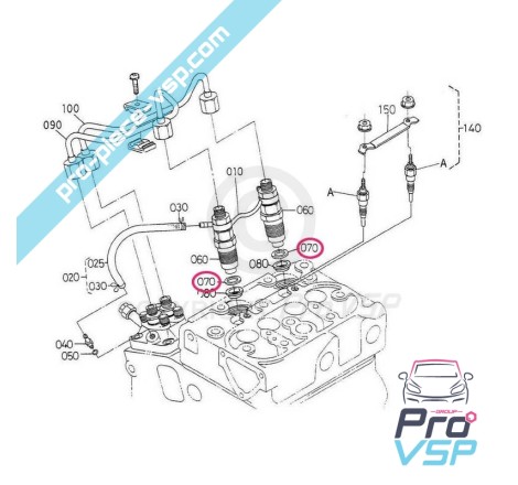 Joint d'injecteur pour moteur kubota