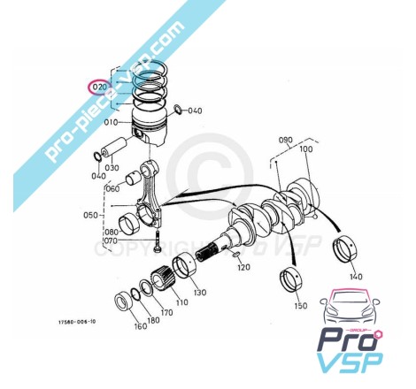 Segments côte standard origine pour moteur Kubota Z402