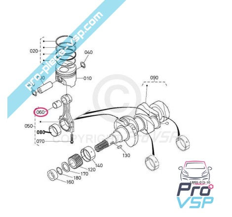 Bague supérieure de bielle origine pour moteur Kubota