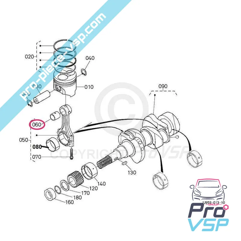 Bague supérieure de bielle origine pour moteur Kubota