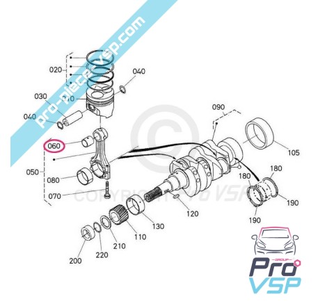 Bague supérieure de bielle origine pour moteur Kubota