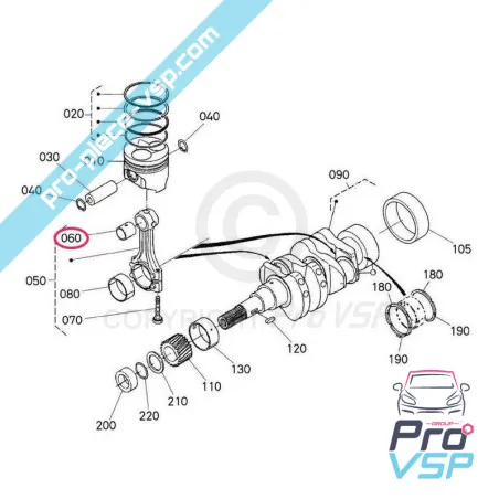 Bague supérieure de bielle origine pour moteur Kubota