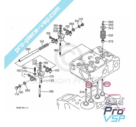 Soupape d'échappement pour moteur Kubota bicylindre