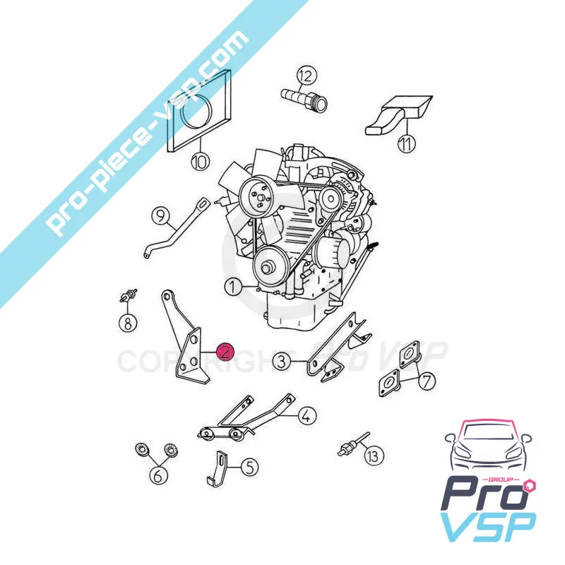 Support moteur boîte droit adaptable pour aixam