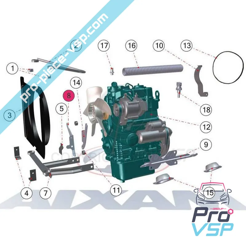 Support moteur boîte droit adaptable pour aixam