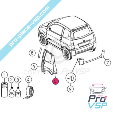 Ala posteriore destra adattabile in ABS per aixam city city SPORT