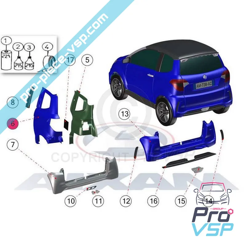 Left rear wing adaptable ABS plastic for Aixam City GTO (rango Impulsion y Vision )