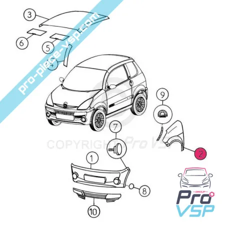 Ala delantera izquierda adaptable en ABS para aixam city crossline roadline scouty
