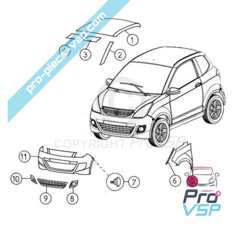 Aile avant gauche pour aixam city crossline coupé crossover gto ( gamme impulsion )