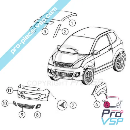 Ala sinistra anteriore per aixam city crossline coupé crossover gto (range impulsion )