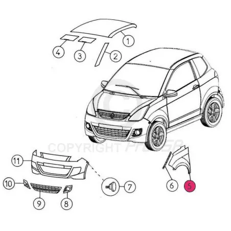 Edessä vasen siipi aixam city crossline coupé crossover gto (alue impulsion )
