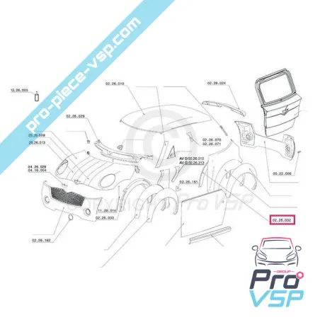 Front left and rear right wheel passable adaptable in abs for Chatenet