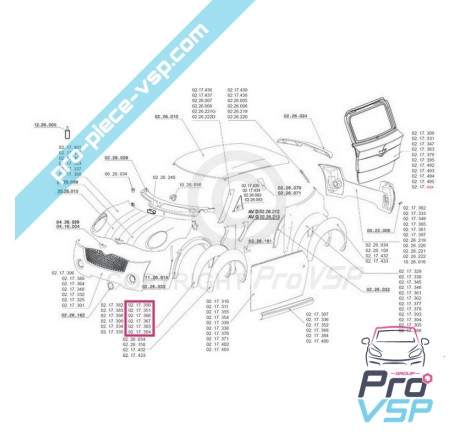 Aile avant droite adaptable en ABS pour Chatenet