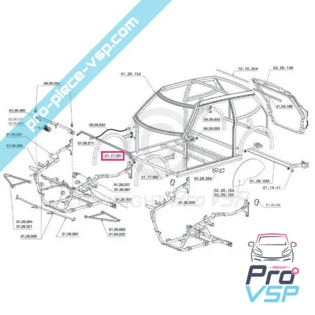 Arco de ala direita adaptável para Chatenet ch26 ch28 ch30 ch32 pick-up sporteevo