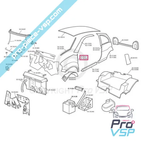 Front left-handed wing adaptable ABS plastic for Chatenet Barooder Speedino