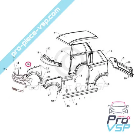 Abs plástico da asa dianteira para Italcar T3