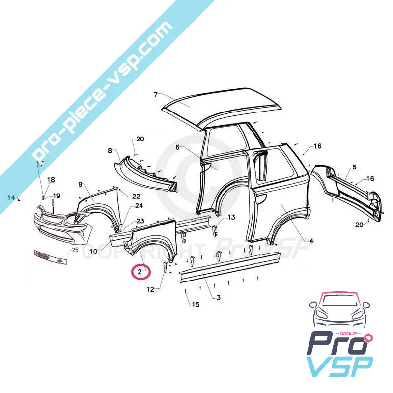 Ala de plástico delantero delantero izquierdo Italcar T3