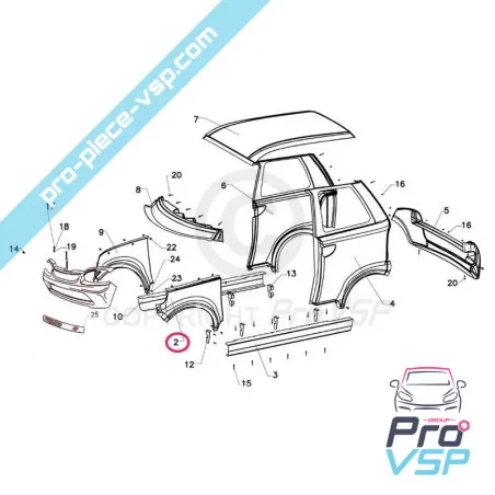 Ala de plástico delantero delantero izquierdo Italcar T3
