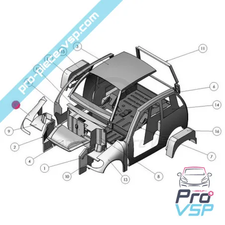 Aile avant droite adaptable en plastique ABS pour ligier xtoo 1 et 2