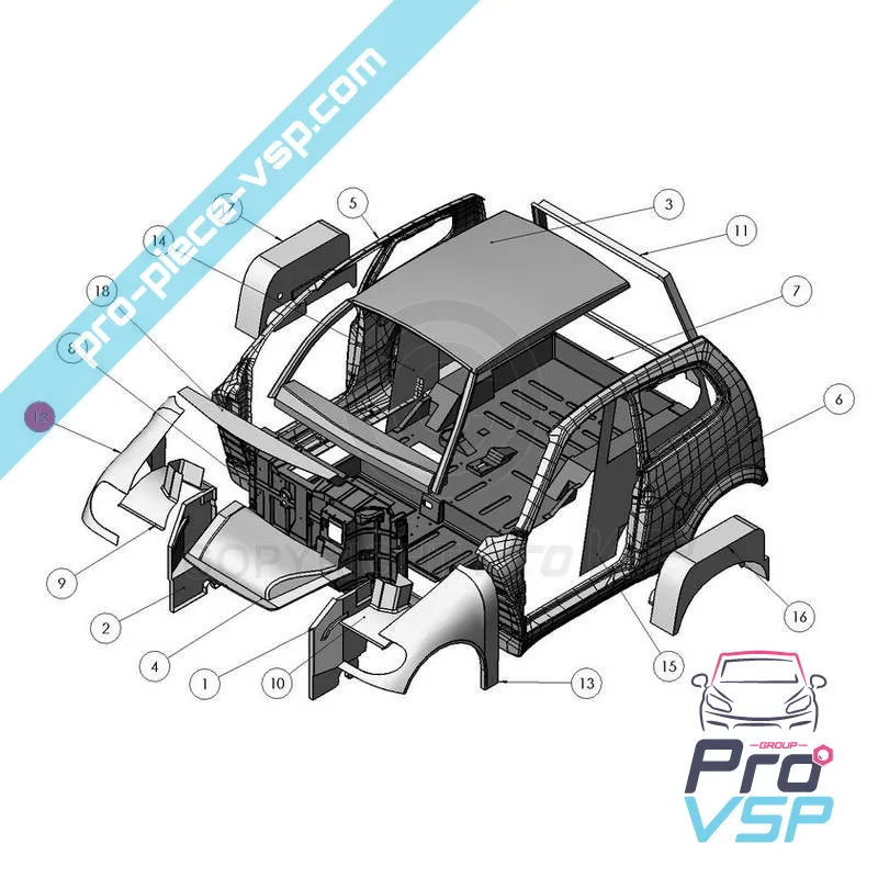 Aile avant droite adaptable en plastique ABS pour ligier xtoo max