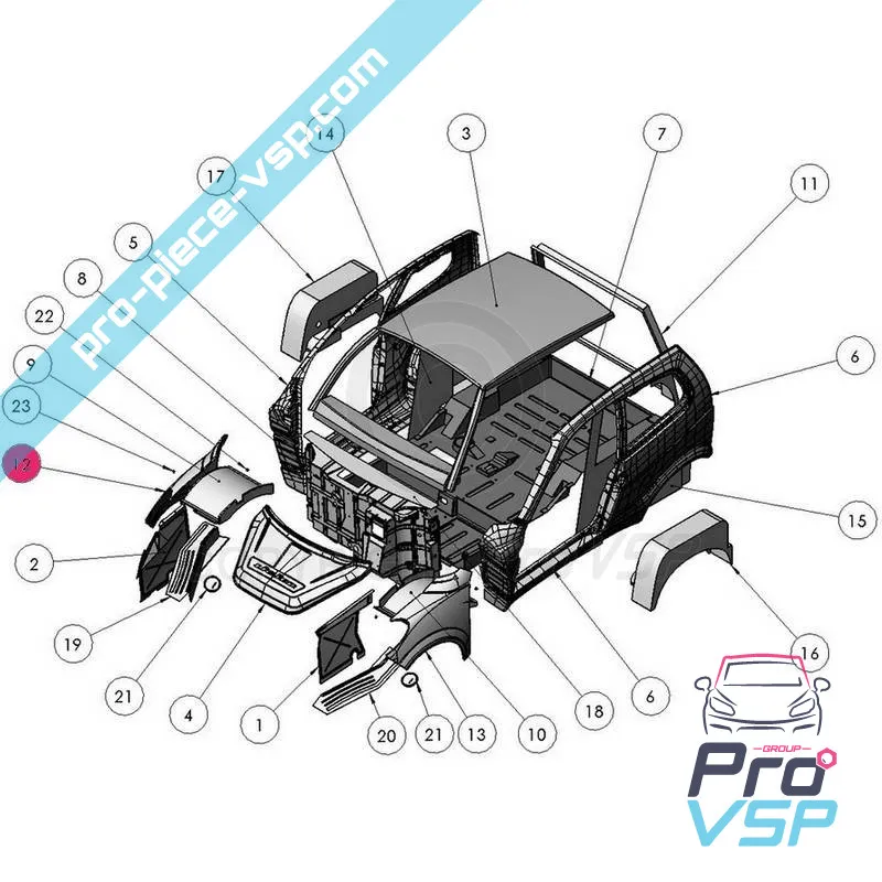 ABS ABB in plastica adattabile ala anteriore destra per Ligier Xtoo R Rs S Optimax
