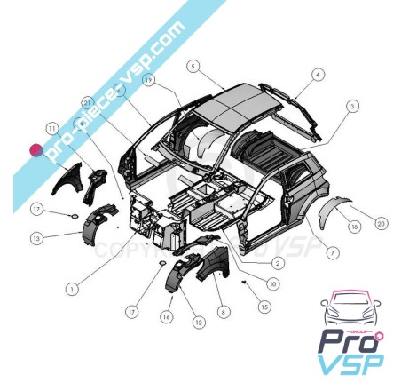 Abs plástico adaptável da asa dianteira direita para Ligier Ixo