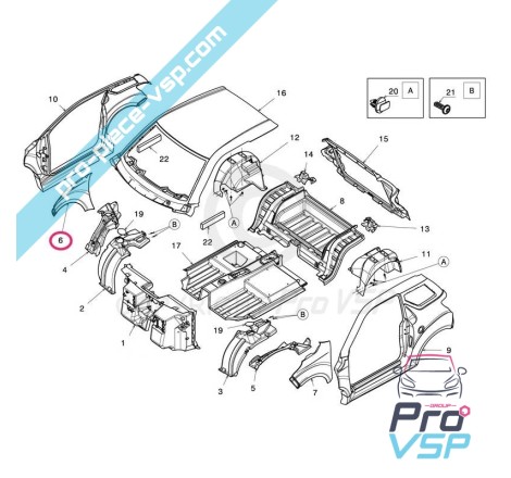 Abs plástico adaptável da asa dianteira direita para Ligier JS50 e JS50L (Fase 1)